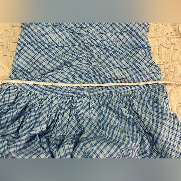 NEW Summer Away at Free People Roberta Dress Sz S Blue Ocean Checks Ruched - Picture 10 of 15